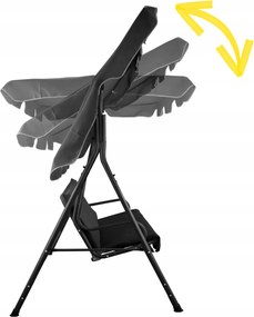 Garden Line ZÁHRADNÁ HOJDAČKA TYPU A 170 x 118 x 153 cm ČIERNA S ŽLTÝM SEDADLOM A DRŽIAKMI NA POHÁRE