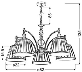 Candellux AUSTIN Luster 5X40W E14 Patina 35-13859