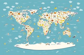 Tapeta mapa sveta pre deti - 150x100