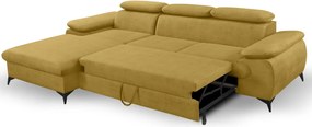 Rohová sedacia súprava Scala, kurkumovo žltá látka, ľavý roh