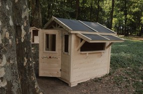 domceknazahradu.sk - Detský drevený domček TOYSHOP s pultíkom - Premium, farba natur, (1,7 × 1,8 m), DD_TOY2