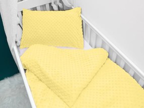 Biante Detské posteľné obliečky do postieľky Minky 3D bodky MKP-021 Citrónovo žlté Do postieľky 100x135 a 40x60 cm
