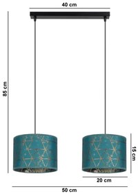 Luster na lanku REZO 2xE27/60W/230V tyrkysová