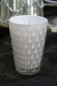 Biela voňavá sviečka v luxusnom pohári 11cm