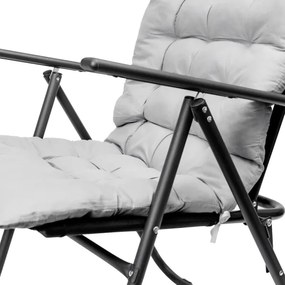 Skladacia kempingová stolička s matracom čierna/šedá