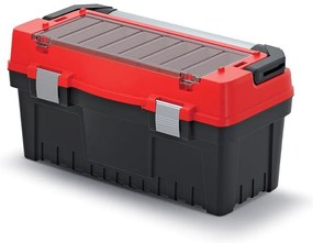 Kufor na náradie s alu držadlom a zámkami 59,4 × 28,8 × 30,8 cm, prepážky, červená