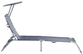 Záhradné ležadlo so strieškou sivé