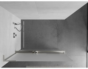 Mexen Kioto+ L, sprchová zástena Walk-In s poličkou a vešiakom 80 x 200 cm, 8mm sklo námraza, brúsená oceľ profil, 800-080-123-97-30