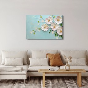 Obraz - Kvietky na modrom pozadí (90x60 cm)