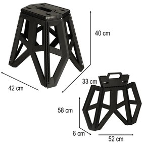 KIK KX3294 Skladacia kempingová stolička 39,5 cm, čierna
