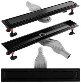 Rea NEOX Superflow, odtokový sprchový žľab 60 cm, čierna matná, REA-G7805