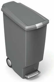 Úzky pedálový kôš 40 l šedý plast, sivá
