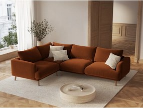 Zamatová rohová pohovka v terakotovej farbe (ľavý roh/do L) Naomi – Micadoni
