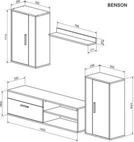 Súprava obývacieho nábytku Benson dub artisan/kašmír