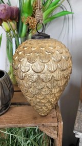 Zlatá vianočná ozdoba v tvare šišky - Ø 13 * 20 cm