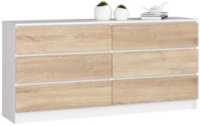 Komoda Rollo V 160 cm biela/dub sonoma