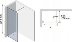 Variabilná sprchová zástena MAXMAX KIOTO 90x200 cm, 8 mm - číre sklo