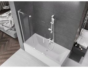 Mexen Velar L, 2-krídlová posuvná vaňová zástena 110 x 150 cm, 8mm číre sklo, biely profil, 896-110-003-01-20