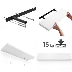 Plávajúca nástenná polica 60 cm, biela