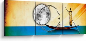 Obraz - Staroveká maľba (s hodinami) (90x30 cm)