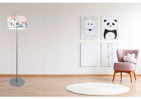 Detská stojacia lampa Heart, 1x biele textilné tienidlo so vzororm, (výber z 2 farieb konštrukcie), o, p