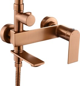 Rea Storm, vaňová/sprchová súprava s dažďovou hlavovou sprchou a ručnou sprchovou hlavicou, medená matná, REA-P3000