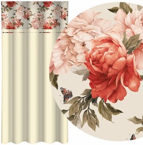 Elegantný béžový záves s potlačou farebných kvetov Šírka: 160 cm | Dĺžka: 250 cm