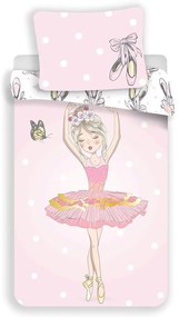 Ružové bavlnené detské obliečky na jednolôžko 140x200 cm Ballerina – Jerry Fabrics