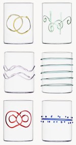 Ručne vyrobené poháre z borosilikátového skla Deco' Arlecchino, 6 ks