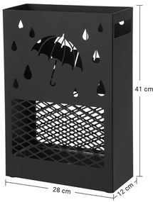 Kovový stojan na dáždniky Rainy, 41x28x12 cm