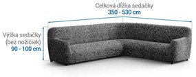 Bielastické poťahy GLORIA šedá rohová sedačka (š. 350 - 530 cm)