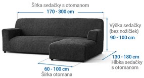 Bielastické poťahy COSTINA antracit sedačka s otomanom vpravo (š. 170 - 300 cm)
