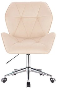 LuxuryForm DESIGN Stolička MILANO MAX VELUR na striebornej podstave s kolieskami - krémová