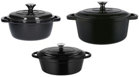 Silvercrest®  Liatinový hrniec, 2,8 l, čierny + Liatinový hrniec, 5,6 l, čierny + Liatinový pekáč, 4,8 l, čierny  (800011484)