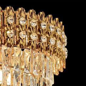 Toolight Toolight, krištáľové závesné svietidlo 60cm, 8xE14, G058-CP, zlatá, OSW-08992