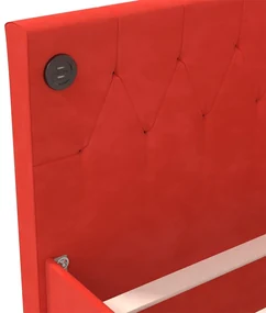 Pohovka s matracom a USB vínovo-červená zamatová 90x200 cm