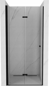Mexen Lima, skladacie sprchové dvere do otvoru 120 x 190 cm, 6mm číre sklo, čierny profil, 856-120-000-70-00