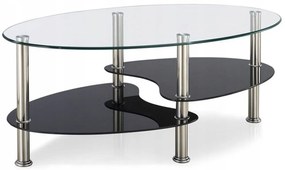 Tutumi, sklenený konferenčný stolík 90x60x44 cm CT-001, číra-čierna-chrómová, KRZ-09018