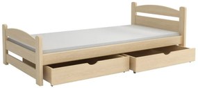 Detská posteľ z masívu borovice MAX so šuplíkmi - 200x90 cm - PRÍRODNÁ BOROVICA