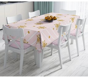 Vianočný obrus s prímesou bavlny Minimalist Cushion Covers Golden Snowflakes, 140 x 180 cm