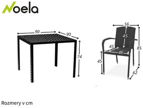 Noela Záhradný jedálenský set Viking M + 4x ratanová stolička Roma