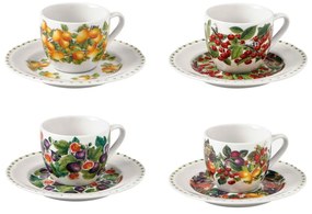 Súprava 4 porcelánových šálok s tanierikmi Brandani Le Primizie