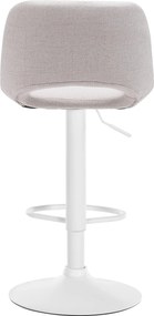 Barová stolička Camden - látka, biely rám - Krémová