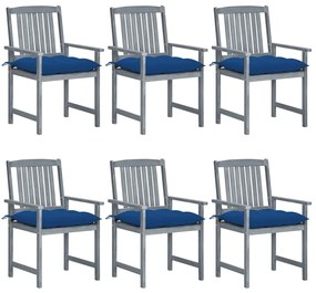 Záhradné stoličky s podložkami 6 ks akáciový masív sivé 3078247