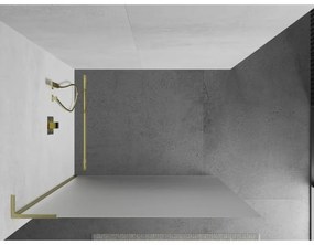 Mexen Kioto L, sprchová zástena Walk-In 90 x 200 cm, 8mm sklo námraza, zlatý matný profil, 800-090-103-55-30