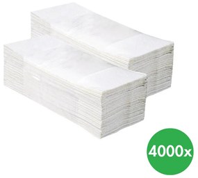 Skladané papierové uteráky, jednovrstvové, 4000 ks, biele