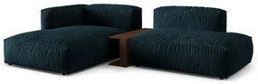 Tmavomodrá zamatová modulárna rohová pohovka (ľavý roh/s leňoškou) Martina – Micadoni