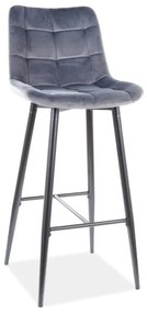 Sametová barová židle CHIC 107 cm šedá