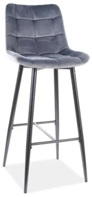 Sametová barová židle CHIC 107 cm šedá