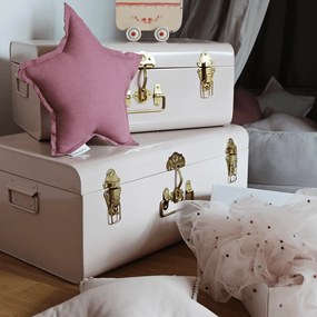 Mini ľanový vankúš hviezda sýto ružový 36 cm